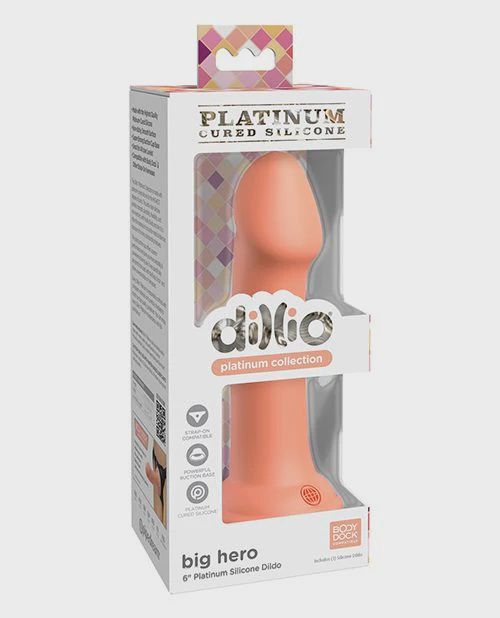 Dillio Platinum 6" Big Hero Silicone Dildo, Color: Peach