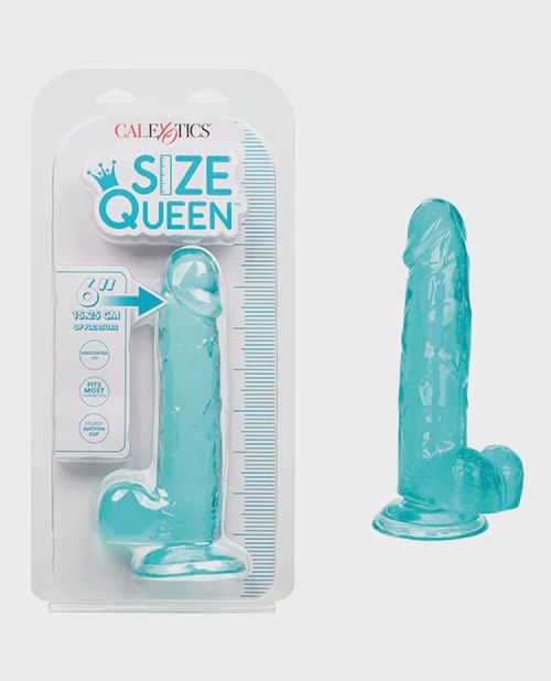 Size Queen 6" Dildo, Color: Blue