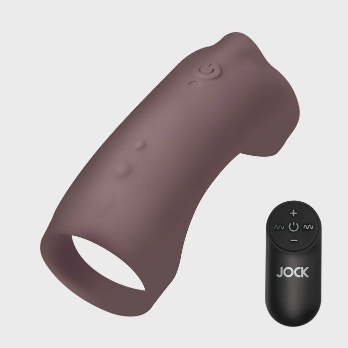 JOCK Vibrating Silicone Penis Sleeve, Color: Dark