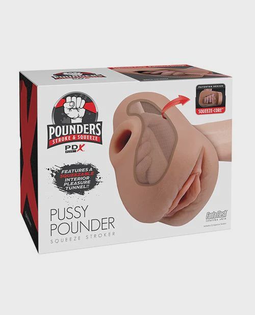 PDX Plus Pussy Pounder Squeeze Stroker, Color: Brown