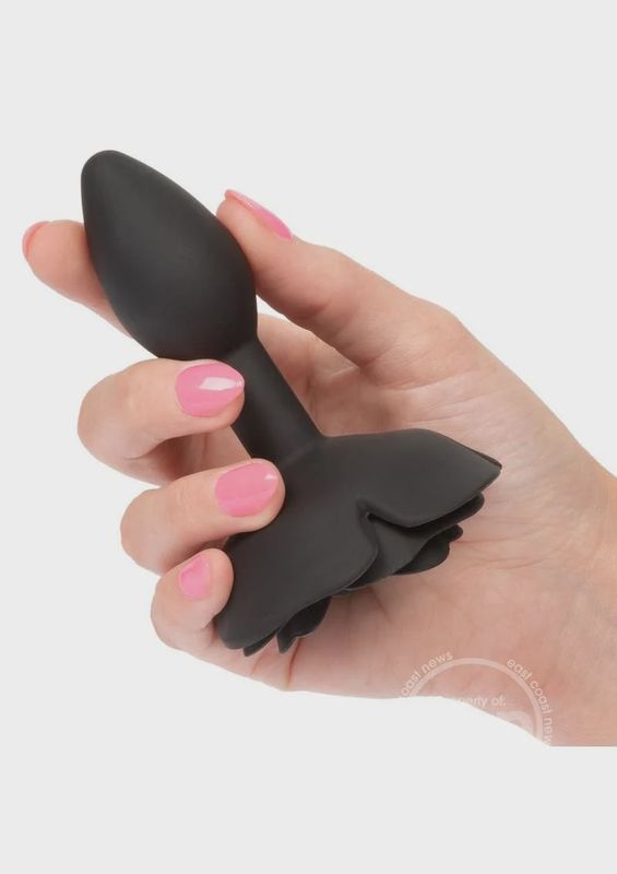 Forbidden Rose Silicone Anal Plug - Black