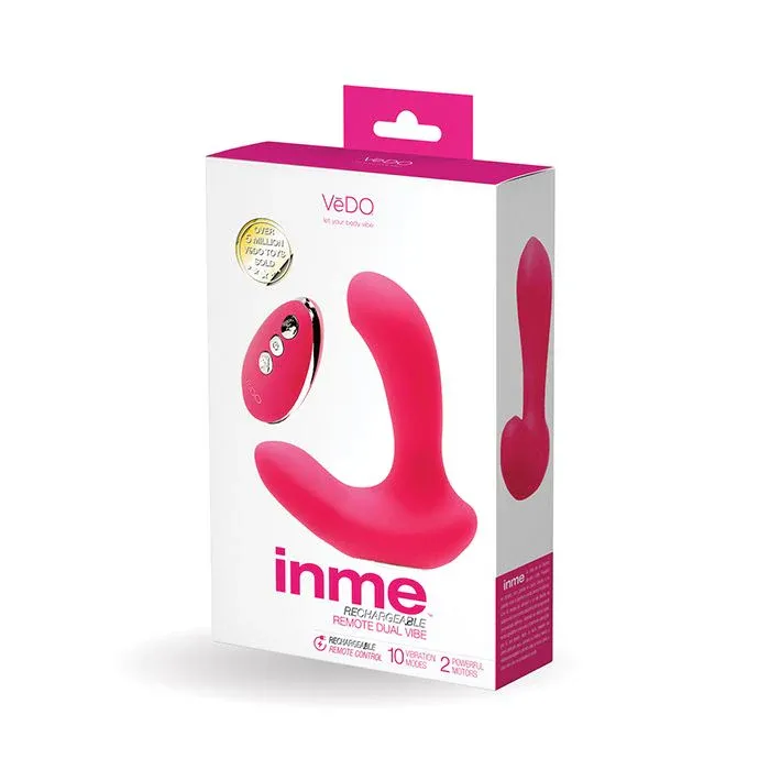 VeDO Inme Rechargeable Dual Vibe w/Remote Control, Color: Pink