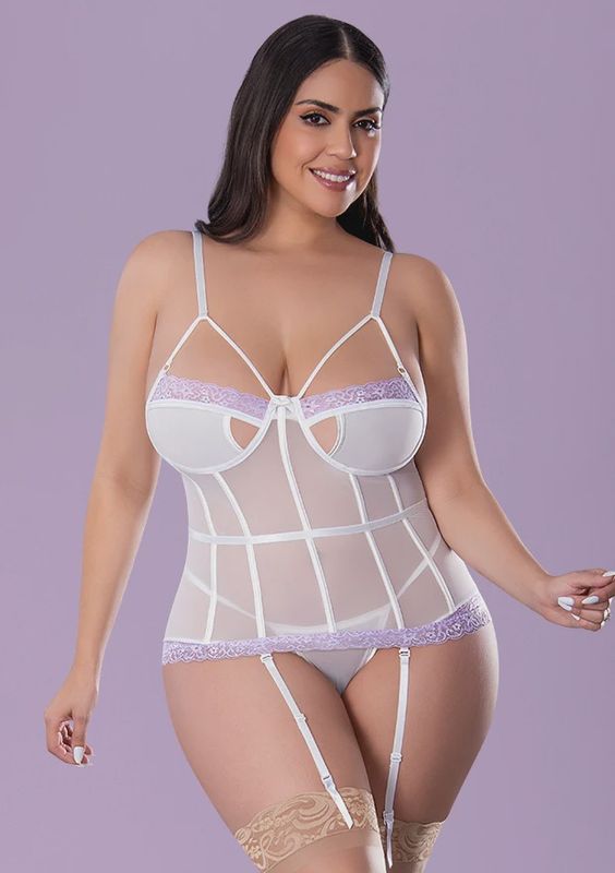 Sheer Passion Keyhole Basque &amp; Crotchless G-String