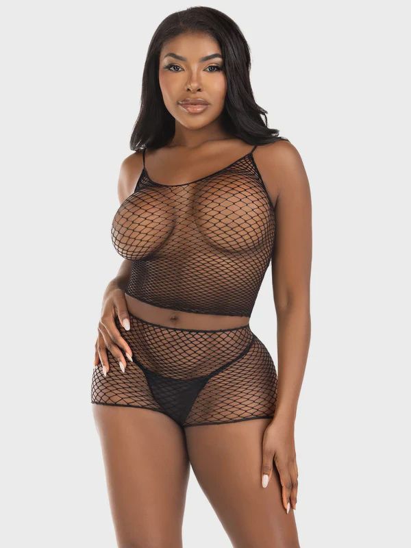 Sparks Fly Tank Top and Boy Shorts Set, Color: Black