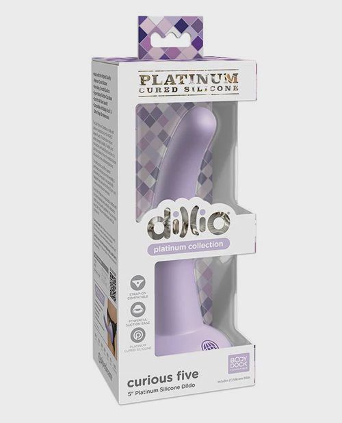 Dillio Platinum 5" Curious Five Silicone Dildo, Color: Purple