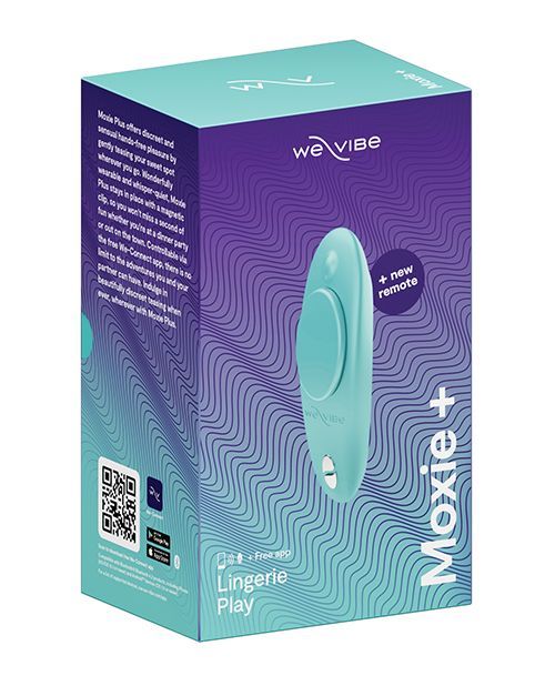 We-Vibe Moxie+ Wearable Rechargeable Silicone Panty Vibe Clitoral Stimulator with Remote, Color: Aqua