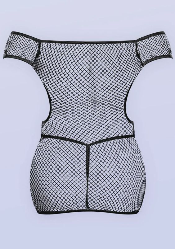 Fishnet Off Shoulder Dress &amp; G-String