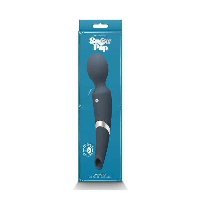 DISC- Sugar Pop Aurora Air Pulse Massager Wand, Color: Blue