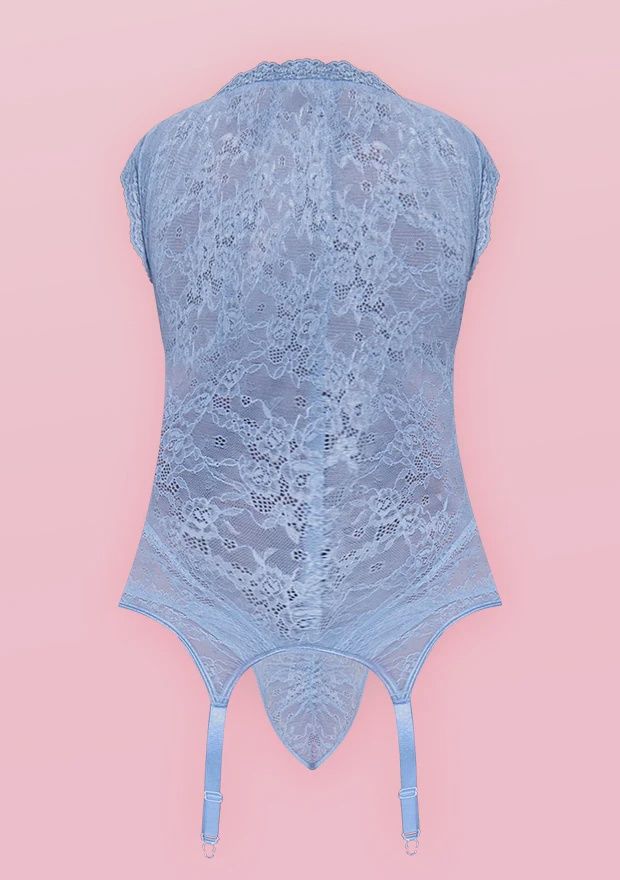Ooh La Love Basque &amp; Tanga Set - Periwinkle