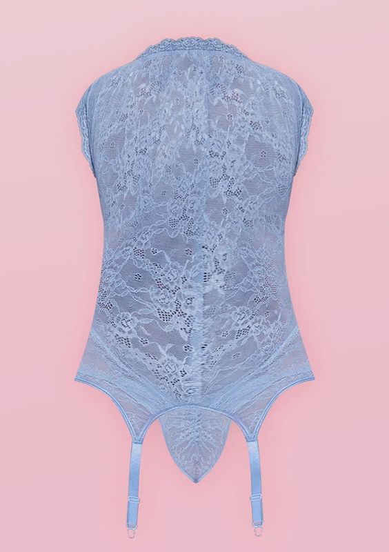 Ooh La Love Basque &amp; Tanga Set - Periwinkle