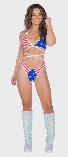 American Flag Shorts With Stars Front Panel - Red/White/Blue