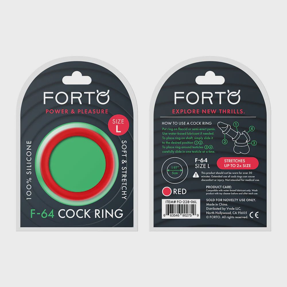 F-64: 100% LIQUID SILICONE RING WIDE – RED, Size: Large 50mm