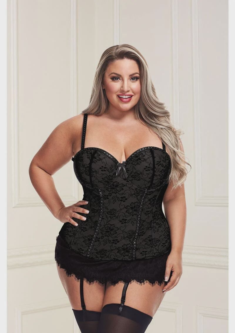 BACI BUSTIER AND GSTRING - BLK, Size: 1X-2X