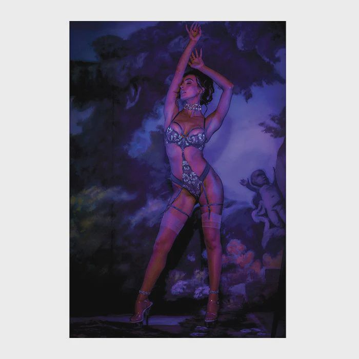 Nova Lace Teddy w/Garters - Jade Blue