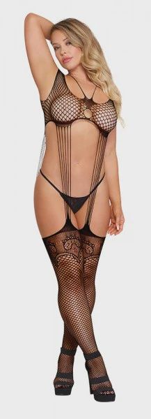 Seamless Body Stocking &amp; G-Set, Color: Black