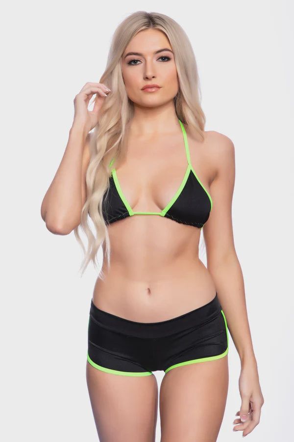 Retro Tri-Top - Lycra, Color: Black/Lime