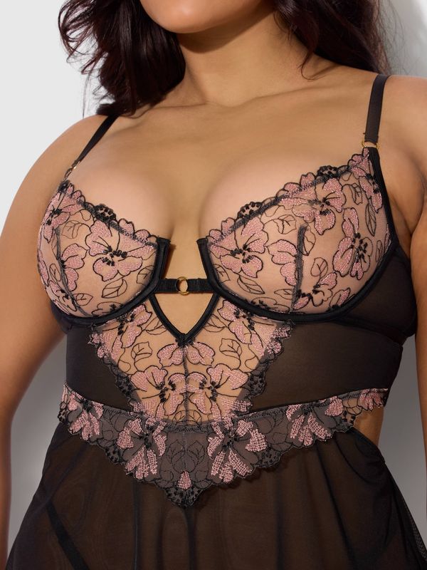 NOVA BLACKLIGHT LACE BABYDOLL &amp; G-STRING SET