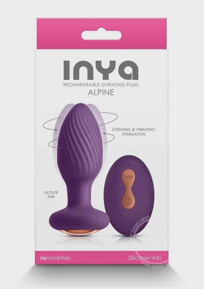 Inya Alpine Rechargeable Silicone Anal Plug with Remote Control, Color: Purple