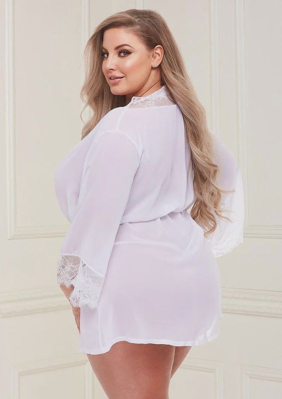 Sheer Chiffon &amp; Lace Robe