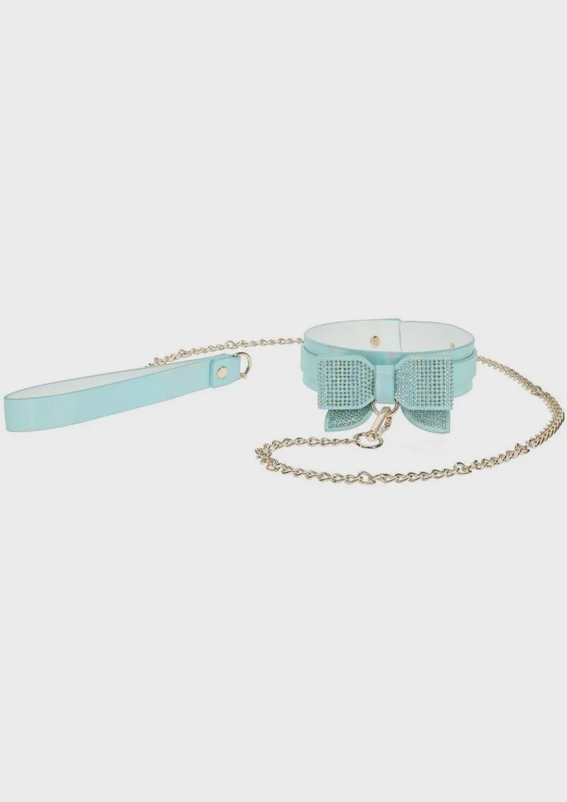 Ouch! Paris Collection Collar with Leash, Color: Blue