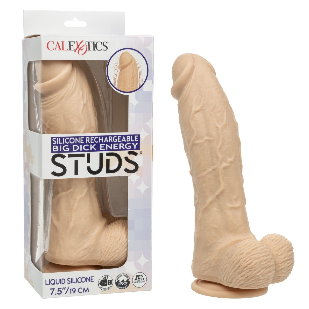 Silicone Rechargeable Big Dick Energy Studs, Color: Ivory