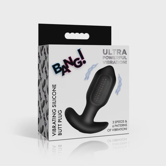 Bumpy Vibrating Silicone Butt Plug - Black