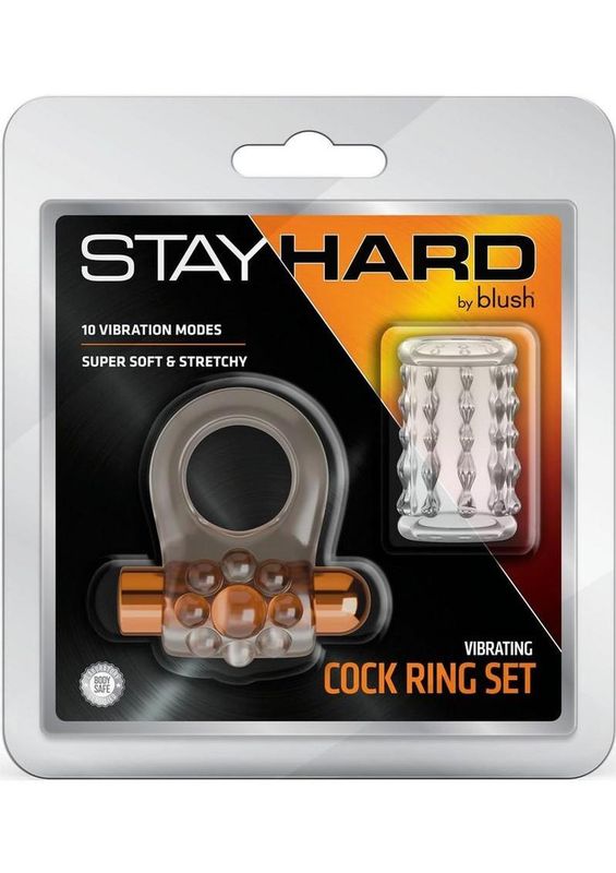 Stay Hard - Vibrating Cock Ring Set with Sleeve