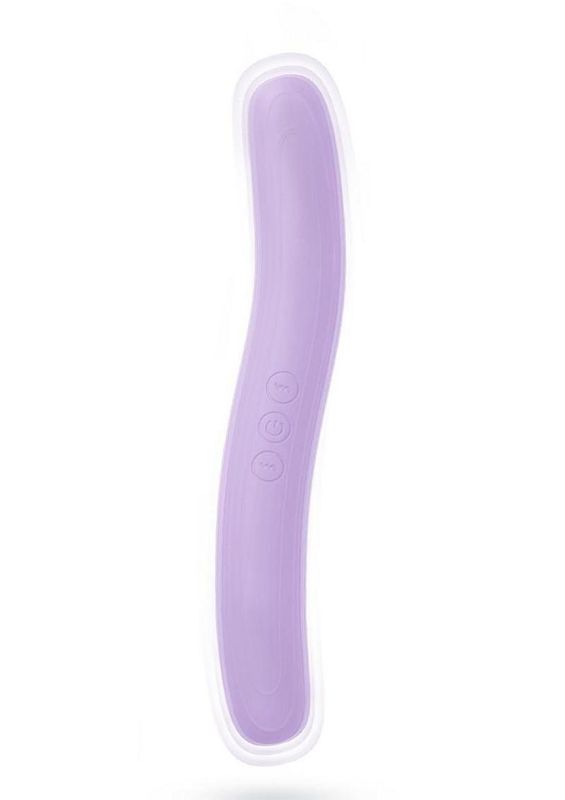 Play With Me Rechargeable Silicone Double Ended Vibrator 8.5in - Purple