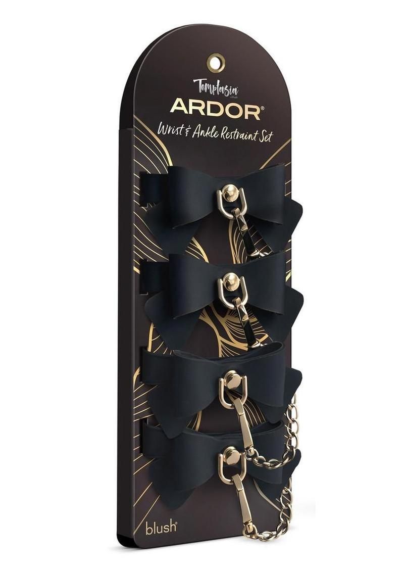 Temptasia Ardor Silicone Wrist and Ankle Restraints, Color: Black