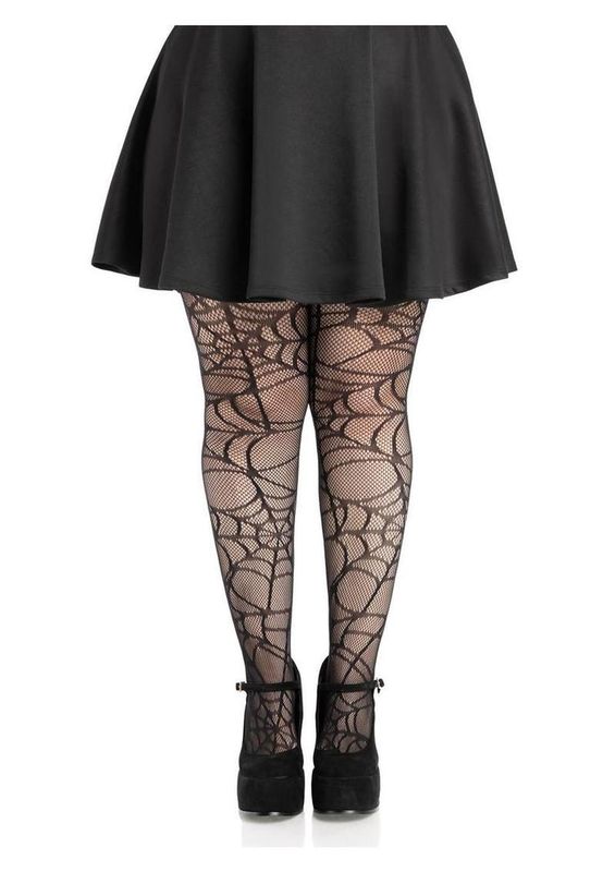 Leg Avenue Spiderweb Net Tights - 1X/2X - Black