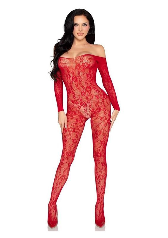 Leg Avenue Lace Lingerie Jumpsuit - OS - Red