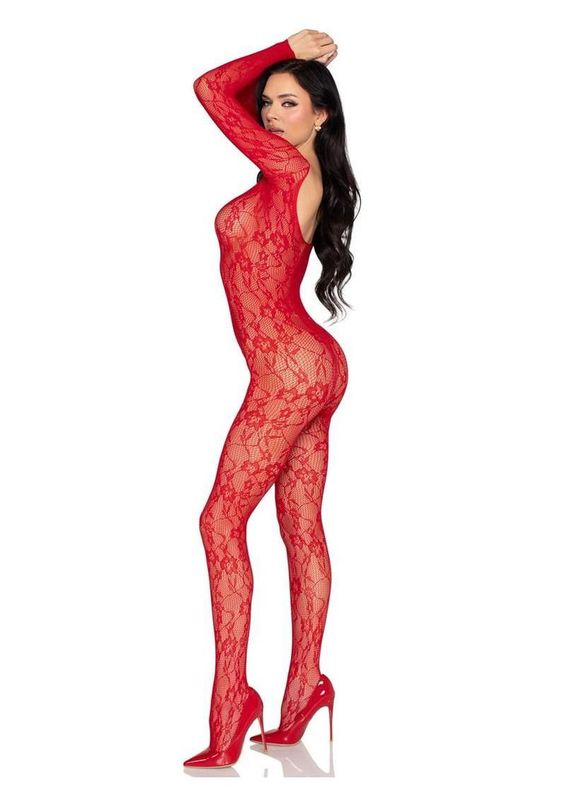Leg Avenue Lace Lingerie Jumpsuit - OS - Red
