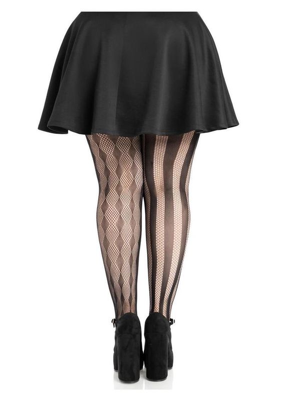 Leg Avenue Harlequin Net Tights - 1X/2X - Black