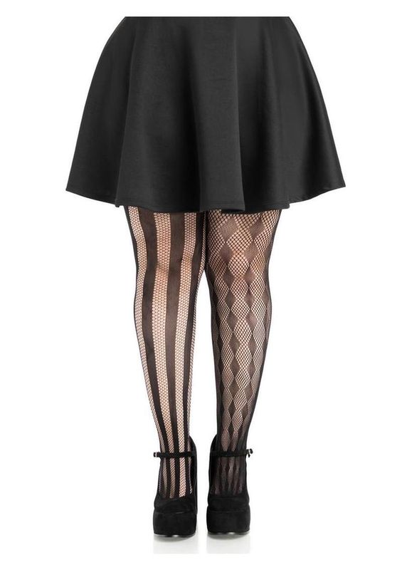 Leg Avenue Harlequin Net Tights - 1X/2X - Black