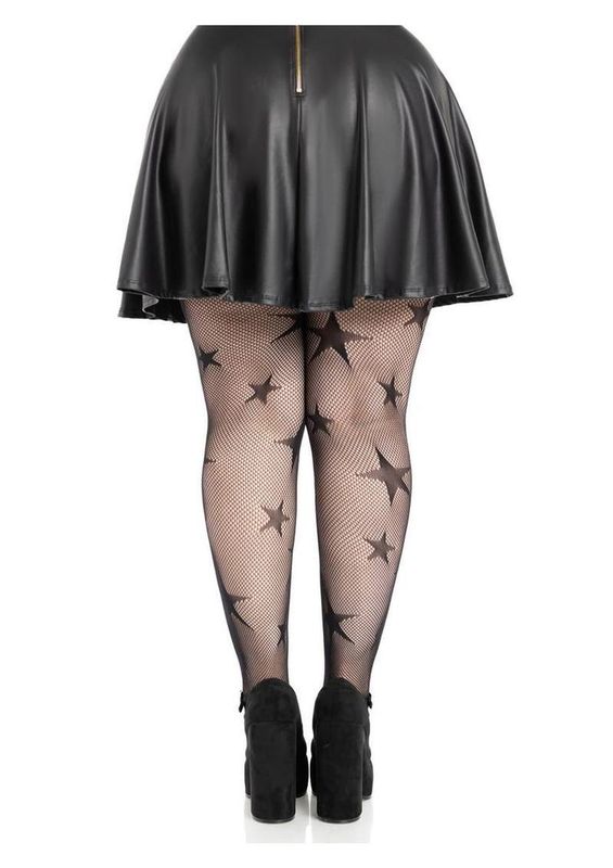 Leg Avenue Star Net Tights - 1X/2X - Black