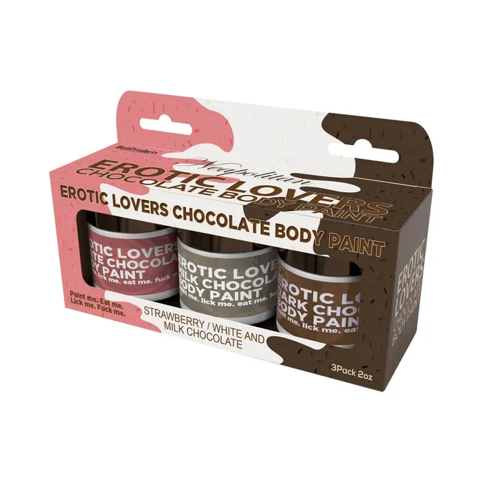Erotic Chocolate Body Paints White/Milk Chocolate &amp; Strawberry (3 Pack)