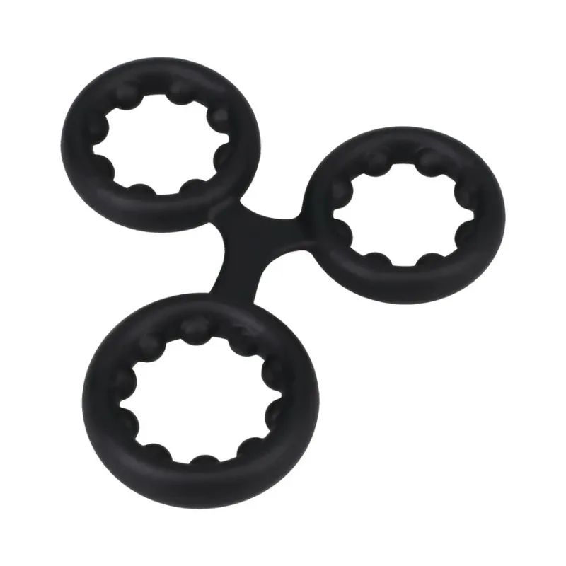 ROCK SOLID Silicone Triple Stamina Ring with Metal Beads Black
