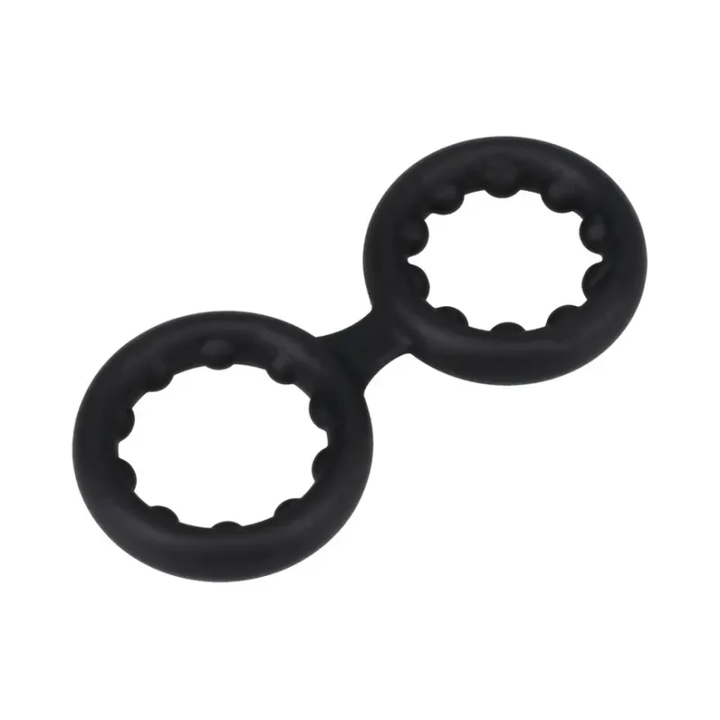 ROCK SOLID Silicone Double Stamina Ring with Metal Beads Black