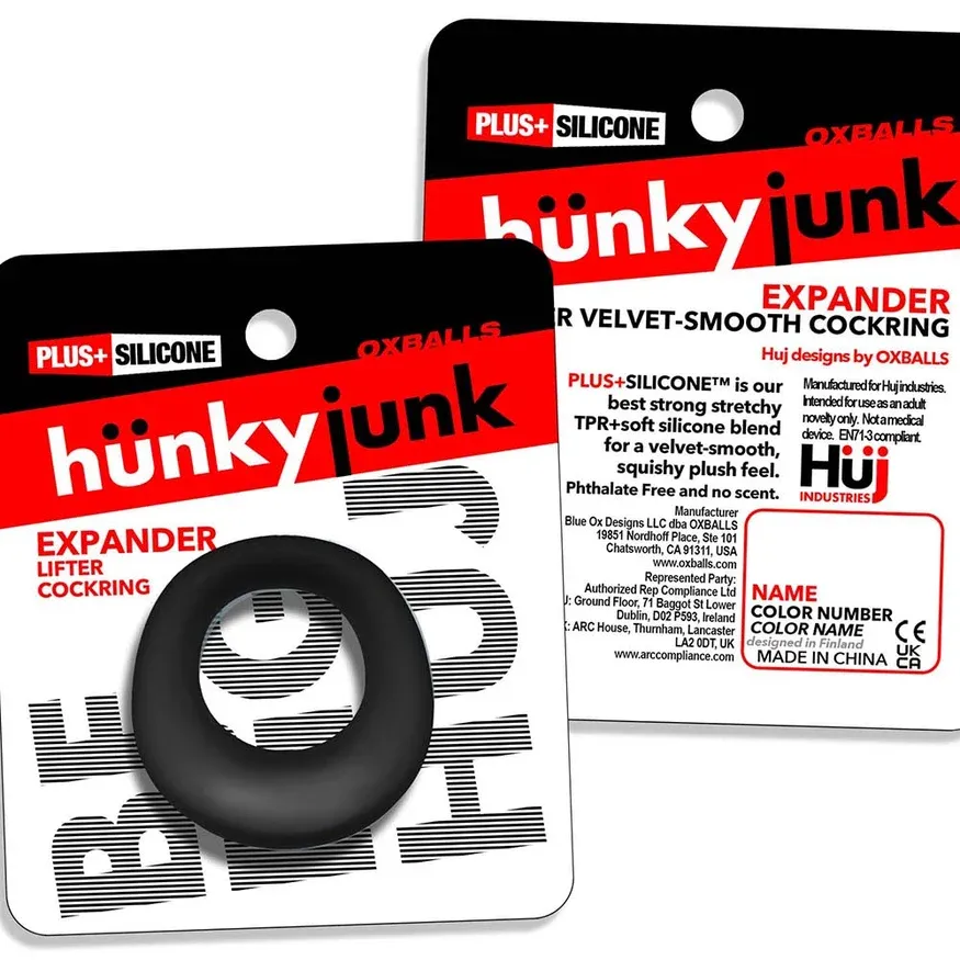 Hunkyjunk Expander Slimmer Scoop Style Cockring, Color: Black Fog