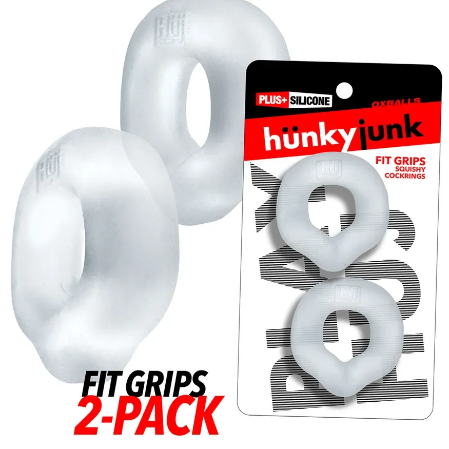 Hunkyjunk Fit Grips 2-Pack Ergo-Fit Cockrings, Color: Clear/Clear