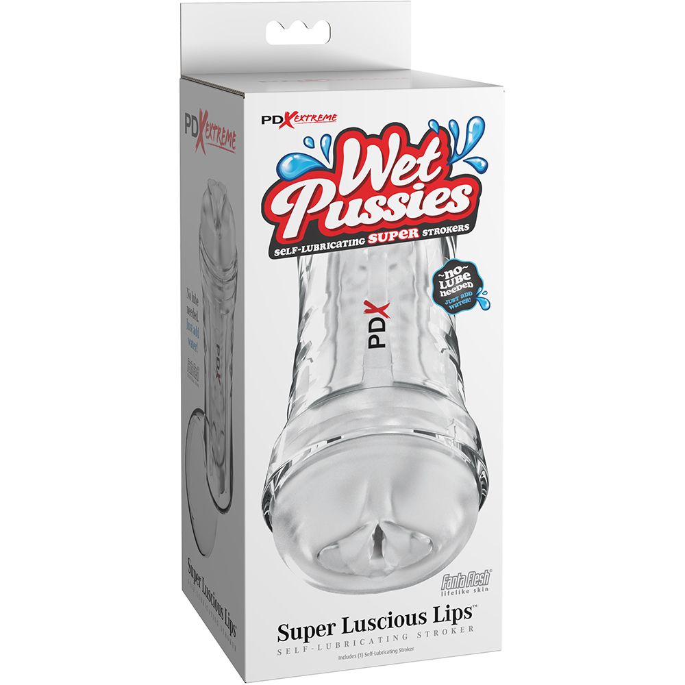 PDX Extreme Wet Pussies Super Luscious Lips Self-Lubricating Stroker Frosted