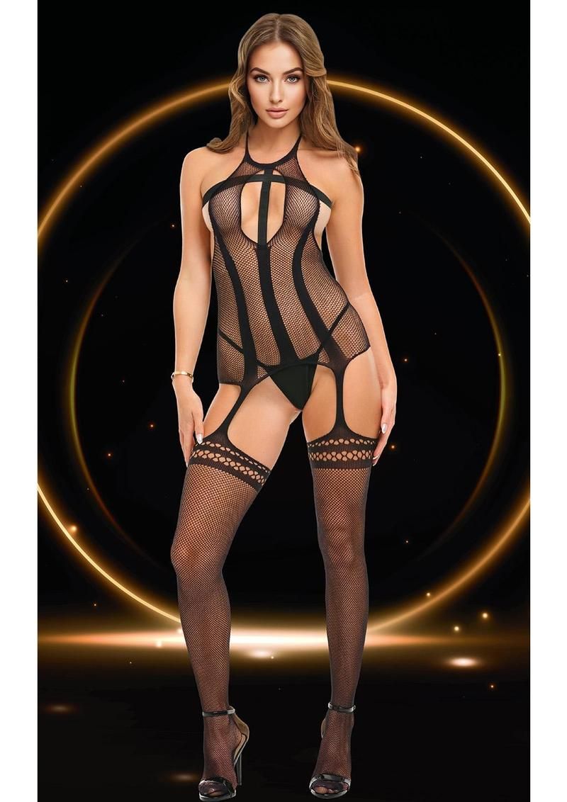 ECLIPSE HALTER BODYSUIT-BLK, Size: O/S