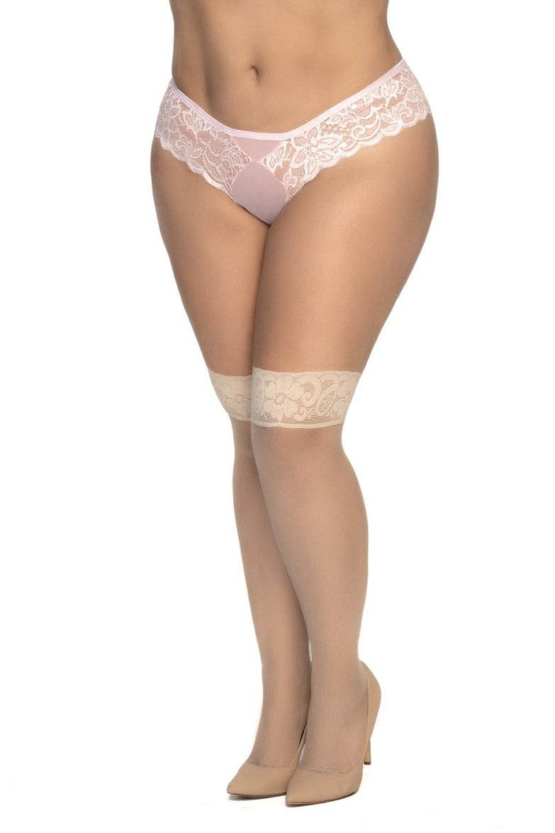 1101X Mesh Thigh Highs Nude, Color: Nude, Size: OSX