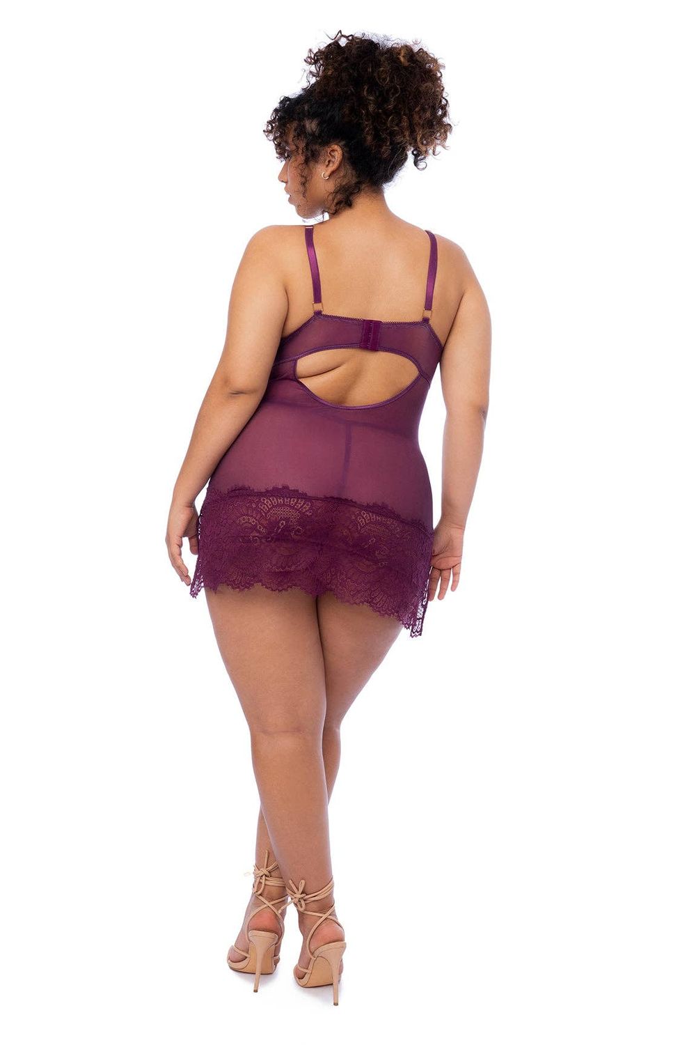 7554X Babydoll Wine, Color: Wine, Size: 3/4X