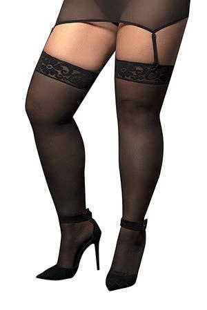 1094X Mesh Thigh Highs Black, Color: Black, Size: OSX