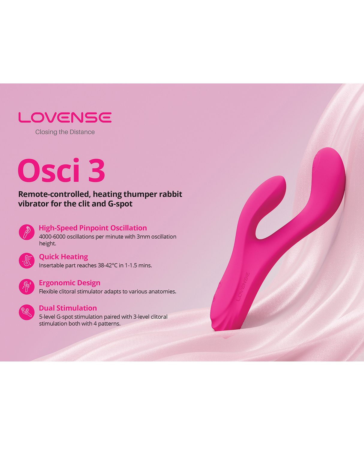 Lovense Osci 3 Oscillating G Spot Vibrator - Pink