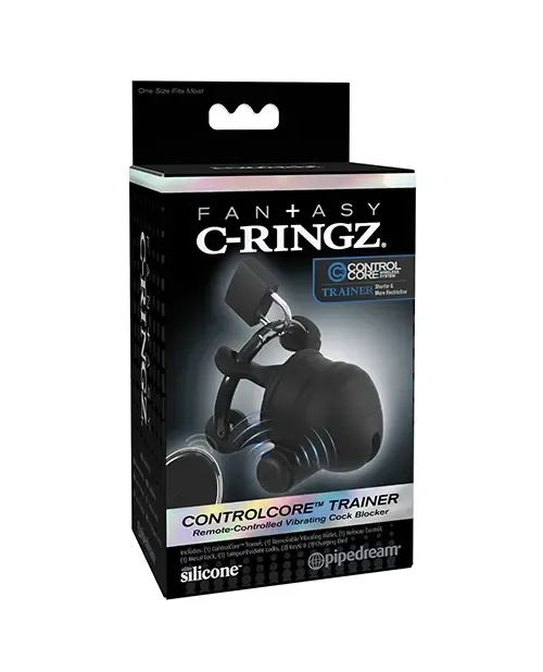 Fantasy C-Ringz Control Core Trainer Remote Controlled Vibrating Cock Blocker - Black