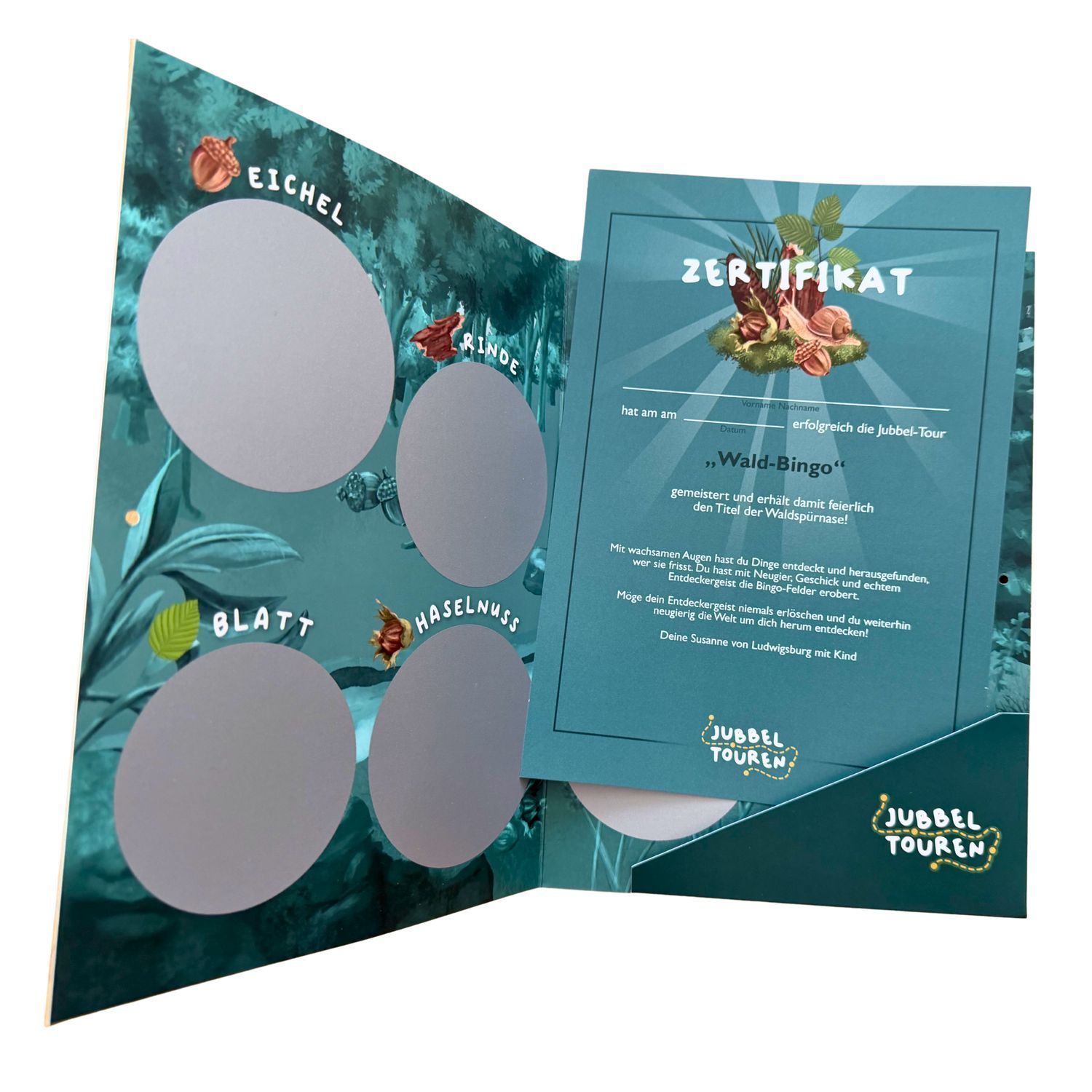 Jubbel-Wald-Bingo zum Entdecken & Rubbeln