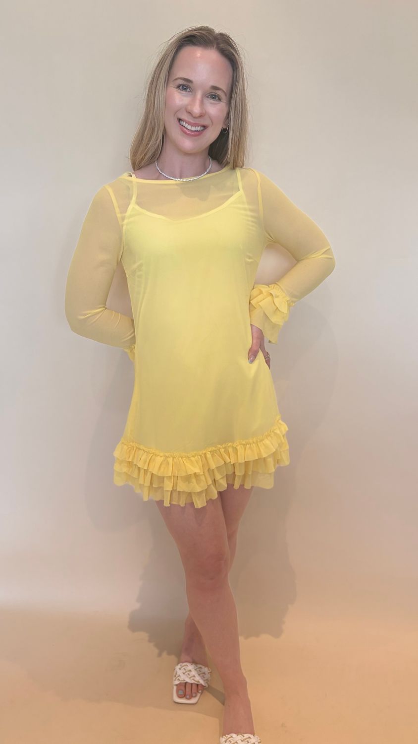 SHEER RUFFLE DRESS