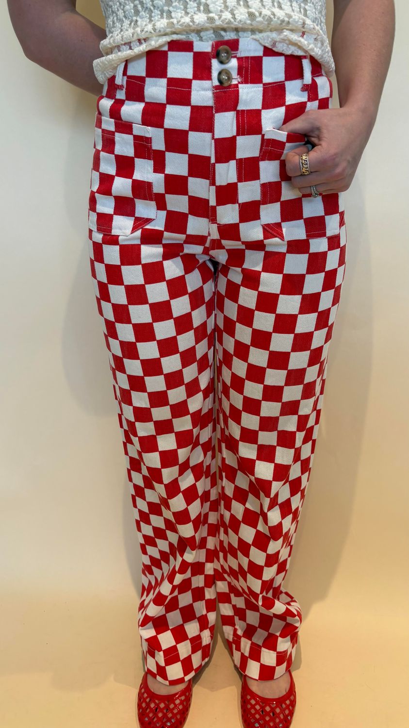 CHECKERED PANTS BLACK &amp; RED